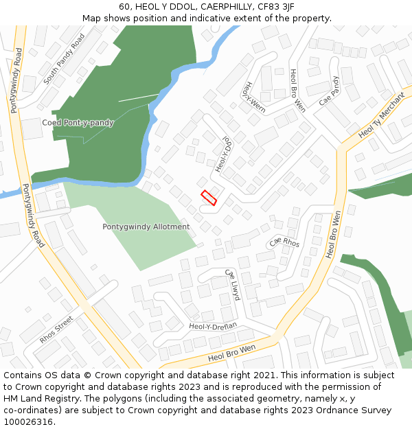 60, HEOL Y DDOL, CAERPHILLY, CF83 3JF: Location map and indicative extent of plot