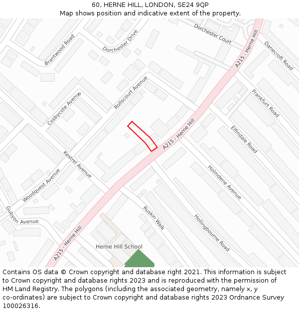 60, HERNE HILL, LONDON, SE24 9QP: Location map and indicative extent of plot