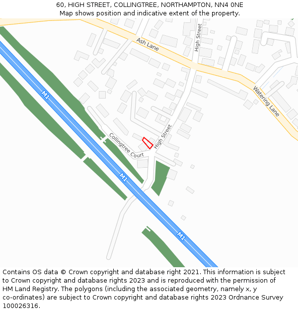 60, HIGH STREET, COLLINGTREE, NORTHAMPTON, NN4 0NE: Location map and indicative extent of plot