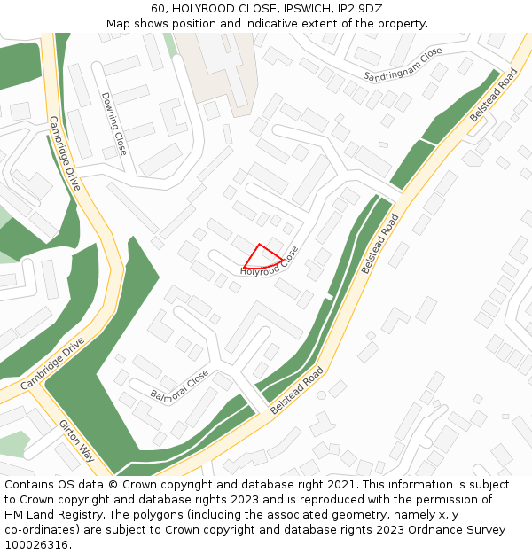 60, HOLYROOD CLOSE, IPSWICH, IP2 9DZ: Location map and indicative extent of plot