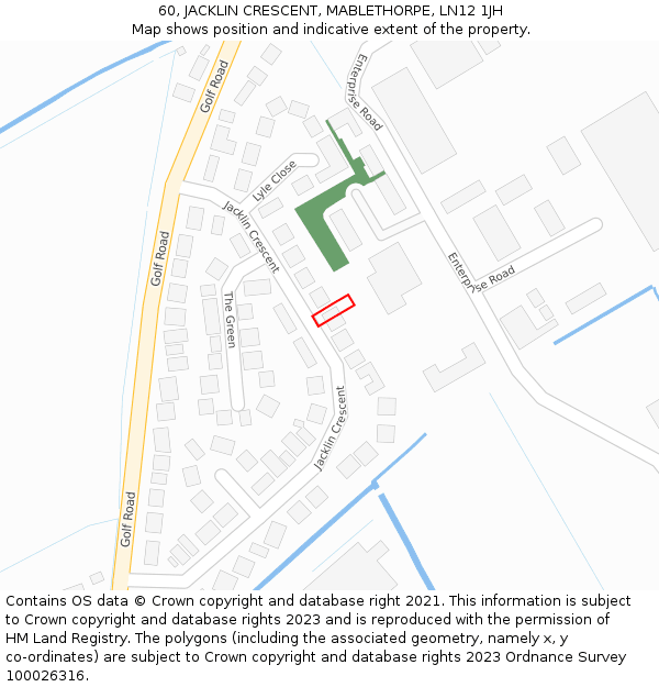 60, JACKLIN CRESCENT, MABLETHORPE, LN12 1JH: Location map and indicative extent of plot