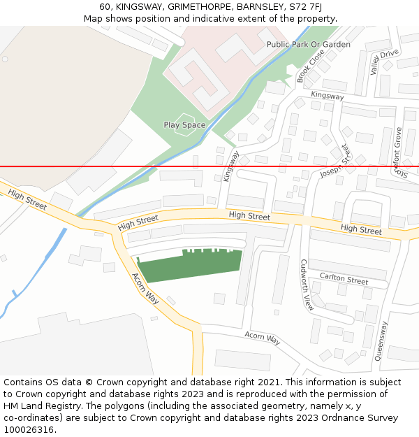 60, KINGSWAY, GRIMETHORPE, BARNSLEY, S72 7FJ: Location map and indicative extent of plot