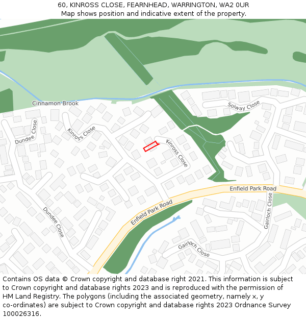 60, KINROSS CLOSE, FEARNHEAD, WARRINGTON, WA2 0UR: Location map and indicative extent of plot