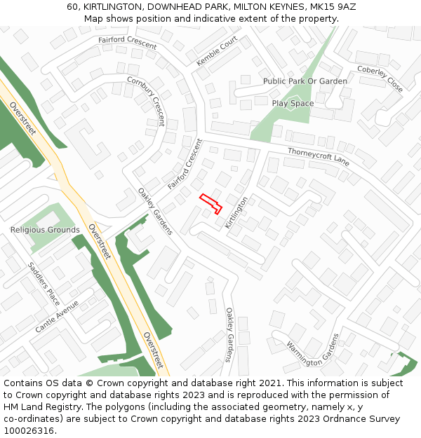 60, KIRTLINGTON, DOWNHEAD PARK, MILTON KEYNES, MK15 9AZ: Location map and indicative extent of plot