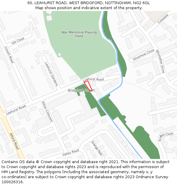 60, LEAHURST ROAD, WEST BRIDGFORD, NOTTINGHAM, NG2 6GL: Location map and indicative extent of plot