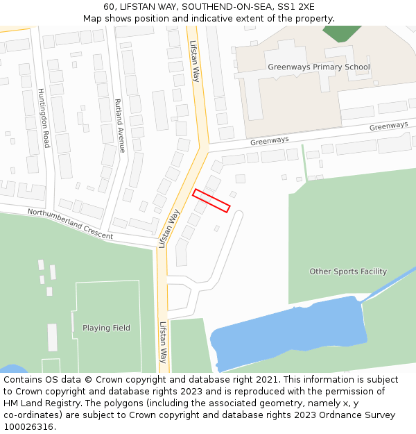 60, LIFSTAN WAY, SOUTHEND-ON-SEA, SS1 2XE: Location map and indicative extent of plot