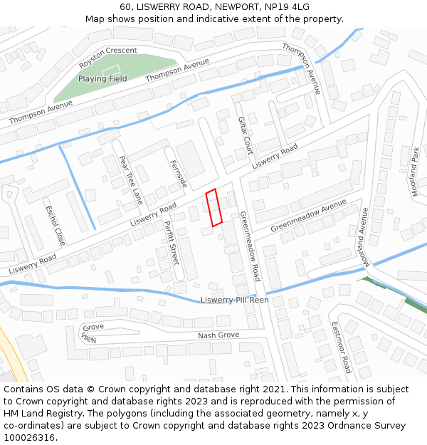 60, LISWERRY ROAD, NEWPORT, NP19 4LG: Location map and indicative extent of plot