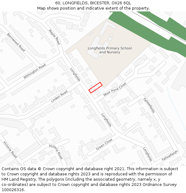 60, LONGFIELDS, BICESTER, OX26 6QL: Location map and indicative extent of plot