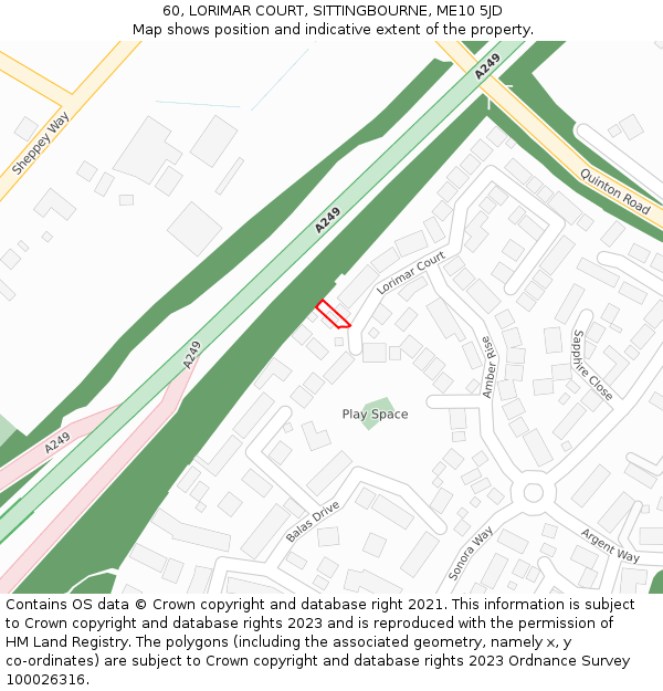 60, LORIMAR COURT, SITTINGBOURNE, ME10 5JD: Location map and indicative extent of plot