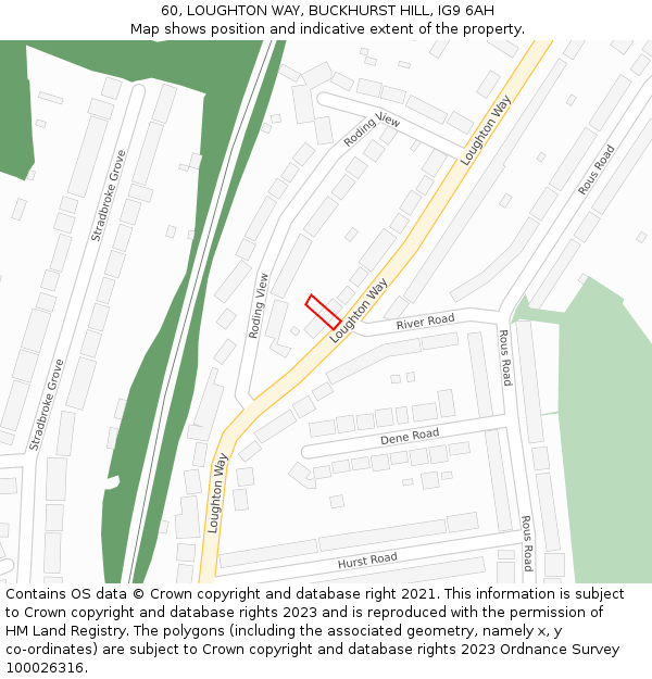 60, LOUGHTON WAY, BUCKHURST HILL, IG9 6AH: Location map and indicative extent of plot