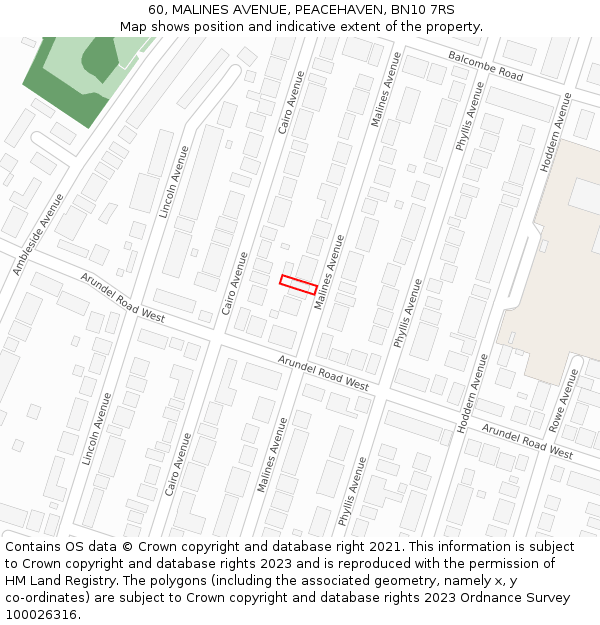 60, MALINES AVENUE, PEACEHAVEN, BN10 7RS: Location map and indicative extent of plot