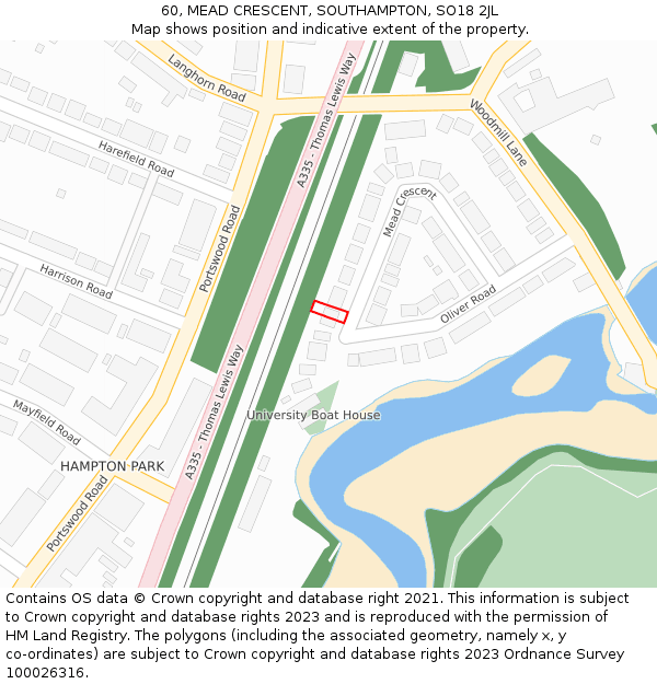 60, MEAD CRESCENT, SOUTHAMPTON, SO18 2JL: Location map and indicative extent of plot