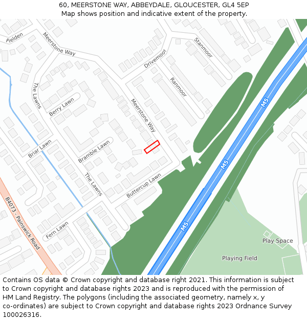 60, MEERSTONE WAY, ABBEYDALE, GLOUCESTER, GL4 5EP: Location map and indicative extent of plot