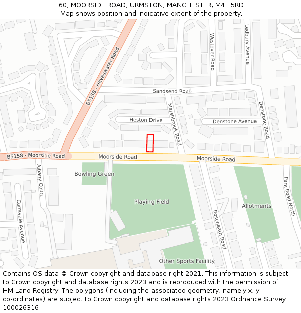 60, MOORSIDE ROAD, URMSTON, MANCHESTER, M41 5RD: Location map and indicative extent of plot