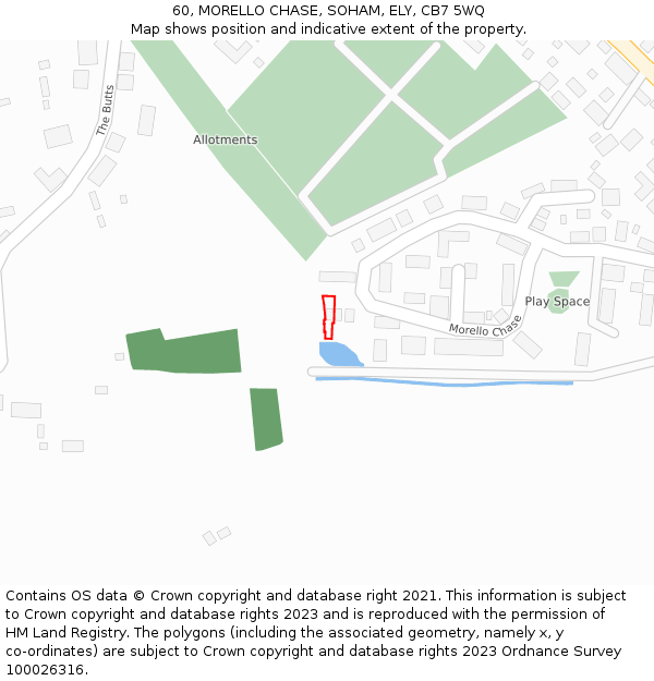 60, MORELLO CHASE, SOHAM, ELY, CB7 5WQ: Location map and indicative extent of plot