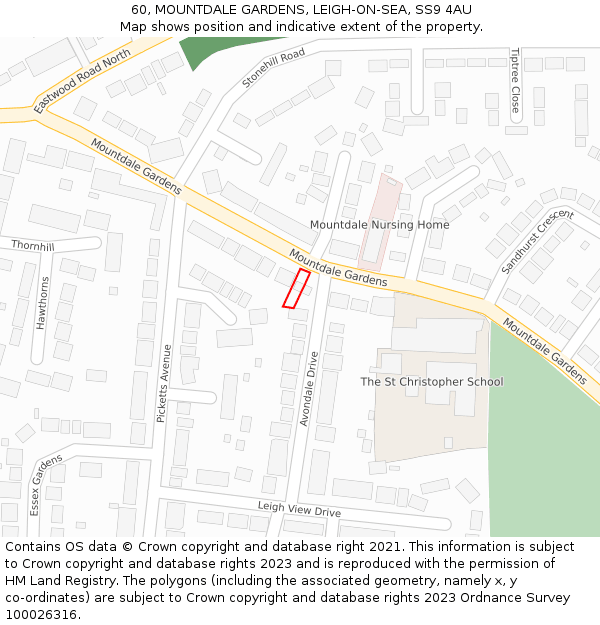 60, MOUNTDALE GARDENS, LEIGH-ON-SEA, SS9 4AU: Location map and indicative extent of plot