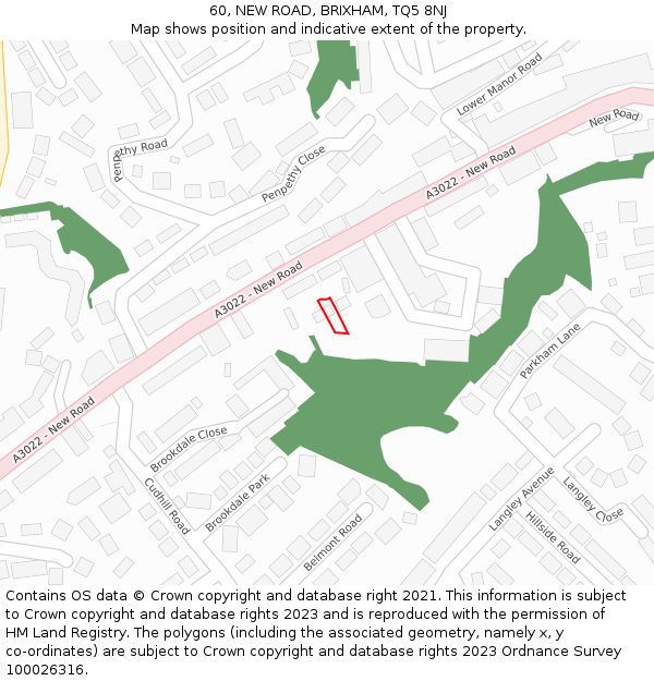 60, NEW ROAD, BRIXHAM, TQ5 8NJ: Location map and indicative extent of plot