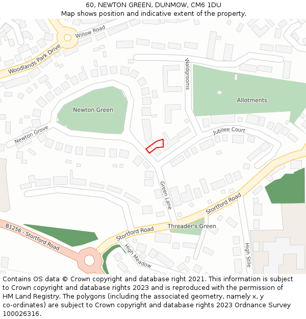 60, NEWTON GREEN, DUNMOW, CM6 1DU: Location map and indicative extent of plot