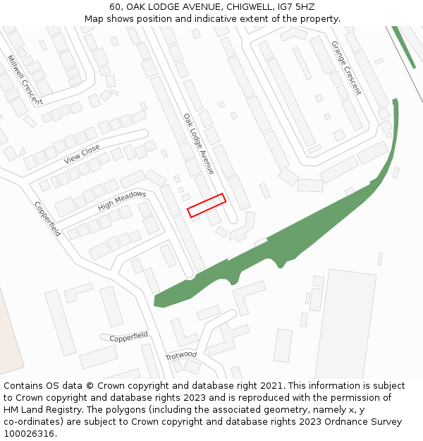 60, OAK LODGE AVENUE, CHIGWELL, IG7 5HZ: Location map and indicative extent of plot