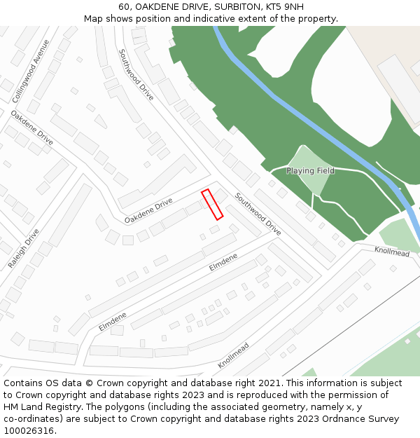 60, OAKDENE DRIVE, SURBITON, KT5 9NH: Location map and indicative extent of plot