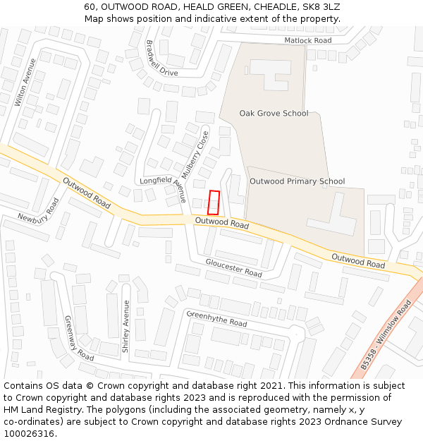 60, OUTWOOD ROAD, HEALD GREEN, CHEADLE, SK8 3LZ: Location map and indicative extent of plot