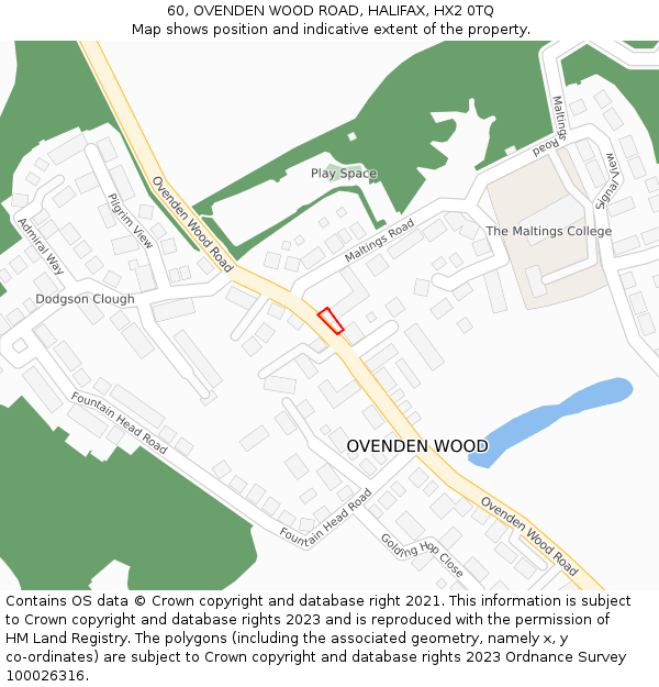 60, OVENDEN WOOD ROAD, HALIFAX, HX2 0TQ: Location map and indicative extent of plot