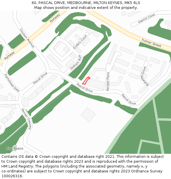 60, PASCAL DRIVE, MEDBOURNE, MILTON KEYNES, MK5 6LS: Location map and indicative extent of plot