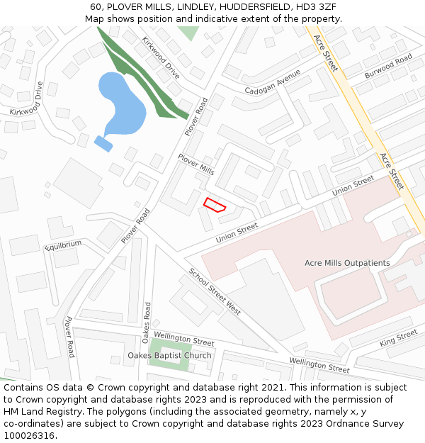 60, PLOVER MILLS, LINDLEY, HUDDERSFIELD, HD3 3ZF: Location map and indicative extent of plot