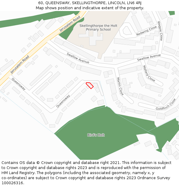 60, QUEENSWAY, SKELLINGTHORPE, LINCOLN, LN6 4RJ: Location map and indicative extent of plot