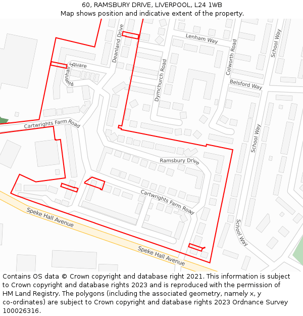 60, RAMSBURY DRIVE, LIVERPOOL, L24 1WB: Location map and indicative extent of plot