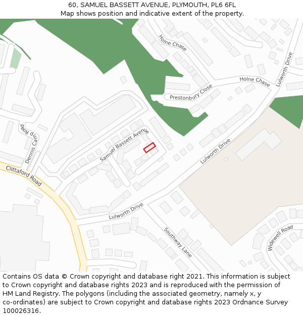 60, SAMUEL BASSETT AVENUE, PLYMOUTH, PL6 6FL: Location map and indicative extent of plot