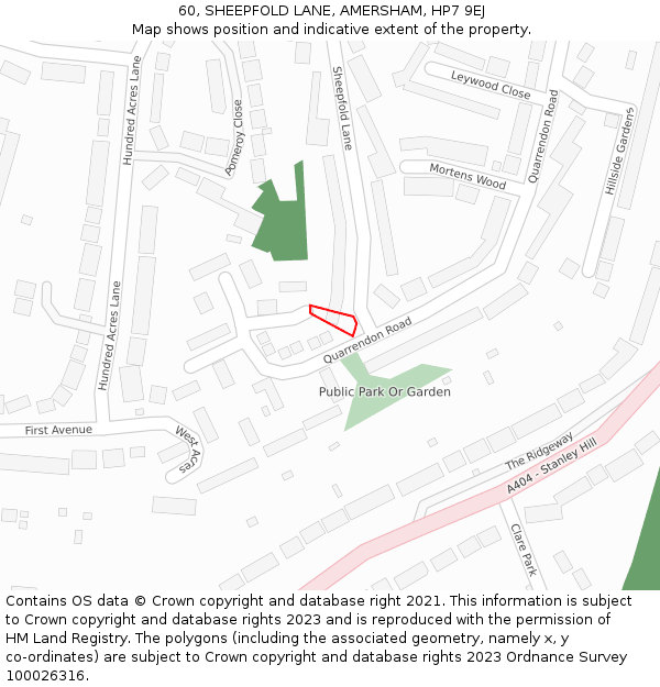 60, SHEEPFOLD LANE, AMERSHAM, HP7 9EJ: Location map and indicative extent of plot