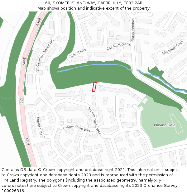 60, SKOMER ISLAND WAY, CAERPHILLY, CF83 2AR: Location map and indicative extent of plot