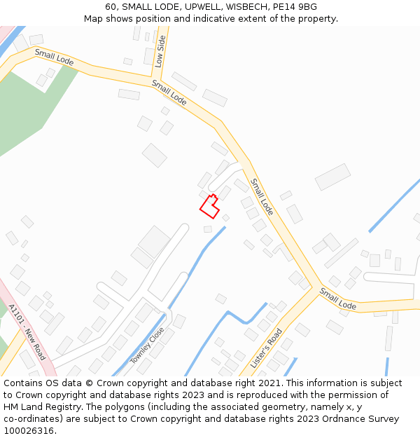 60, SMALL LODE, UPWELL, WISBECH, PE14 9BG: Location map and indicative extent of plot