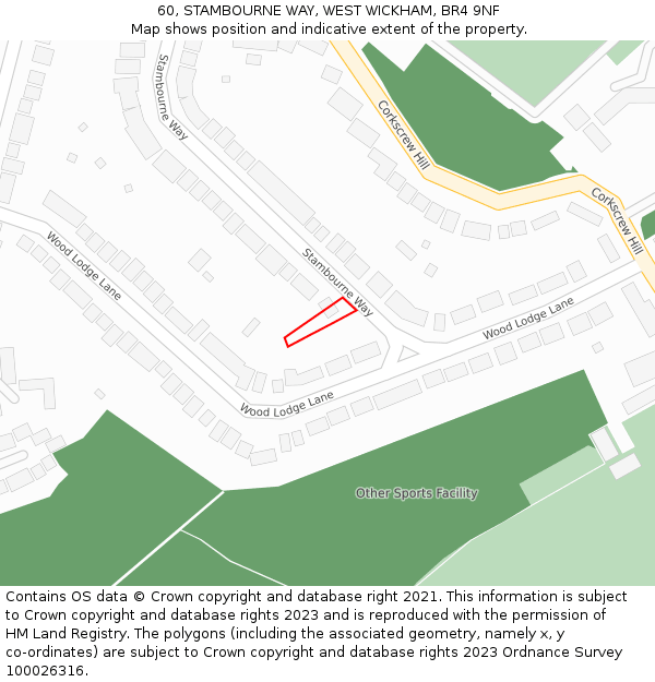 60, STAMBOURNE WAY, WEST WICKHAM, BR4 9NF: Location map and indicative extent of plot