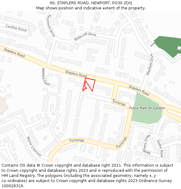 60, STAPLERS ROAD, NEWPORT, PO30 2DQ: Location map and indicative extent of plot