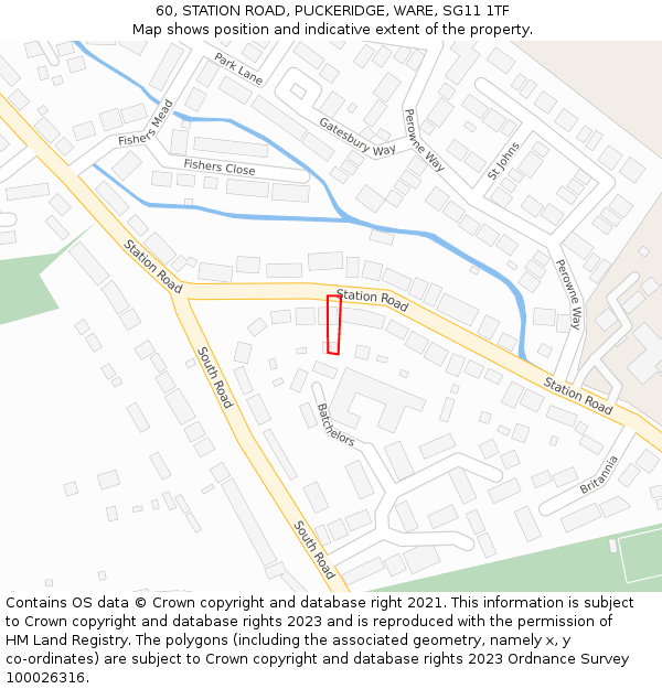 60, STATION ROAD, PUCKERIDGE, WARE, SG11 1TF: Location map and indicative extent of plot