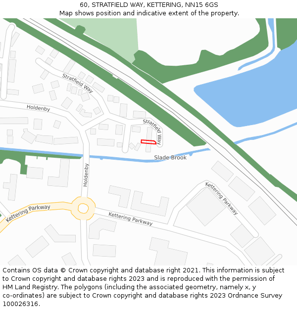 60, STRATFIELD WAY, KETTERING, NN15 6GS: Location map and indicative extent of plot