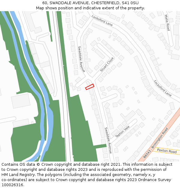 60, SWADDALE AVENUE, CHESTERFIELD, S41 0SU: Location map and indicative extent of plot