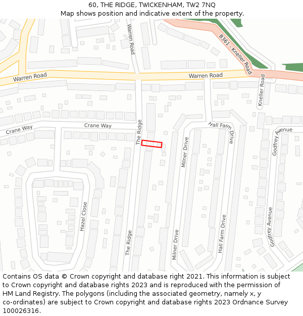 60, THE RIDGE, TWICKENHAM, TW2 7NQ: Location map and indicative extent of plot