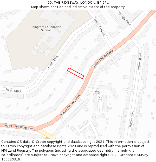 60, THE RIDGEWAY, LONDON, E4 6PU: Location map and indicative extent of plot