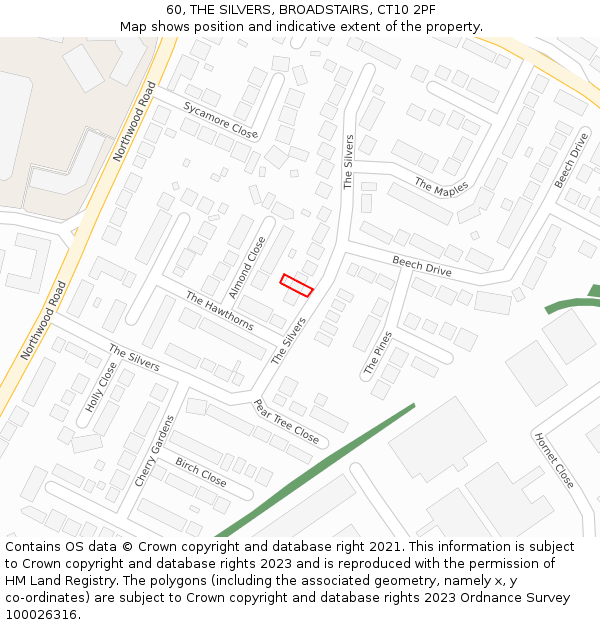 60, THE SILVERS, BROADSTAIRS, CT10 2PF: Location map and indicative extent of plot