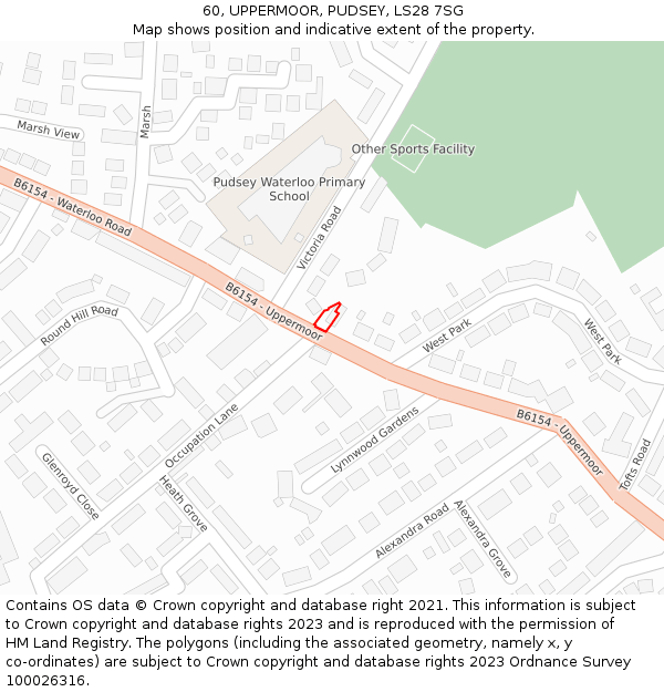 60, UPPERMOOR, PUDSEY, LS28 7SG: Location map and indicative extent of plot