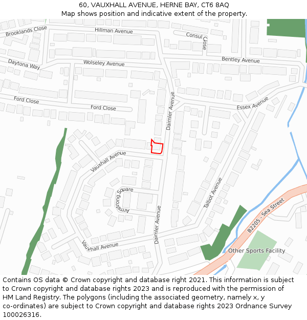 60, VAUXHALL AVENUE, HERNE BAY, CT6 8AQ: Location map and indicative extent of plot