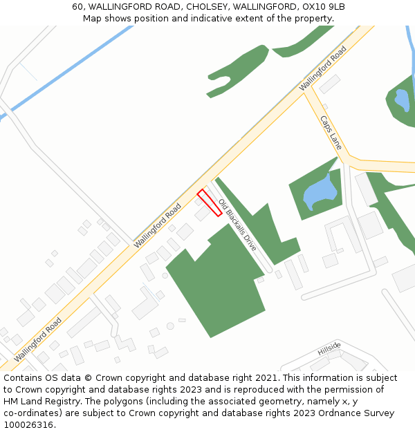 60, WALLINGFORD ROAD, CHOLSEY, WALLINGFORD, OX10 9LB: Location map and indicative extent of plot