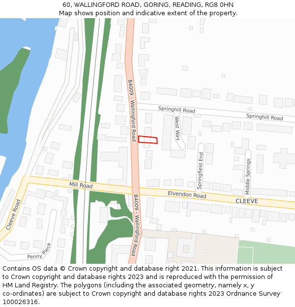 60, WALLINGFORD ROAD, GORING, READING, RG8 0HN: Location map and indicative extent of plot
