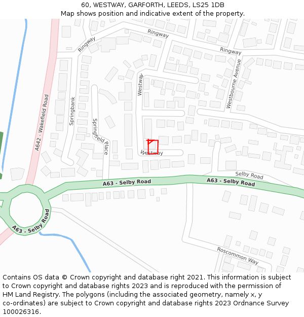 60, WESTWAY, GARFORTH, LEEDS, LS25 1DB: Location map and indicative extent of plot