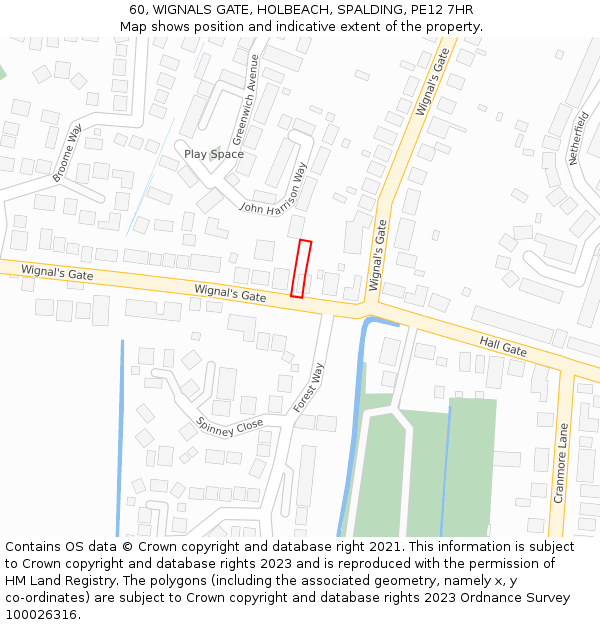 60, WIGNALS GATE, HOLBEACH, SPALDING, PE12 7HR: Location map and indicative extent of plot