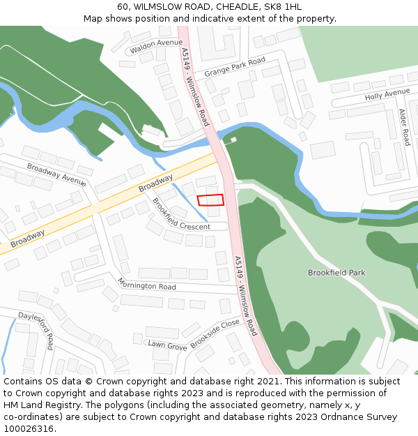 60, WILMSLOW ROAD, CHEADLE, SK8 1HL: Location map and indicative extent of plot