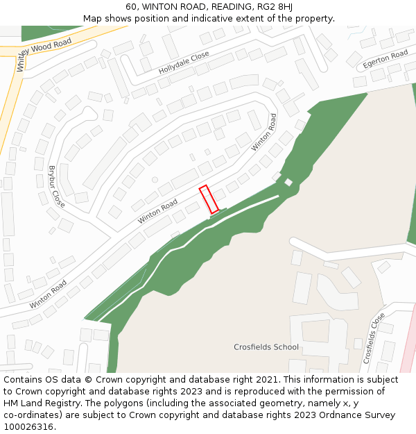 60, WINTON ROAD, READING, RG2 8HJ: Location map and indicative extent of plot
